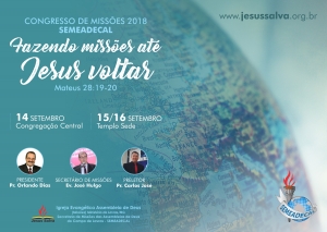 Congresso de Missões será nos dias 14 a 16 de setembro