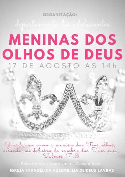 'Meninas dos Olhos de Deus' recebe inscri&ccedil;&otilde;es at&eacute; o dia 13 de agosto