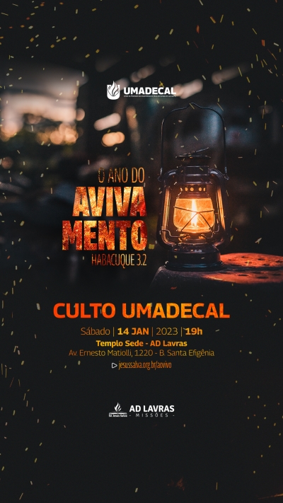 Primeiro Culto Umadecal de 2023 ser&aacute; no dia 14 de janeiro em Lavras