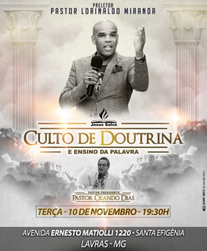 Pastor Lorinaldo Miranda ministrará no Culto de Doutrina no dia 10 de novembro