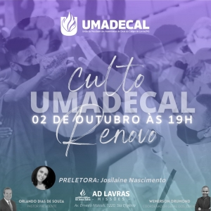 Culto Umadecal será realizado no primeiro sábado de outubro