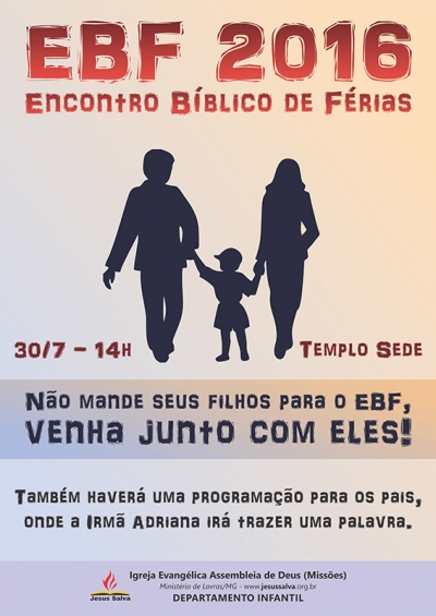 Departamento Infantil promover&aacute; o Encontro B&iacute;blico de F&eacute;rias neste s&aacute;bado (30/7)