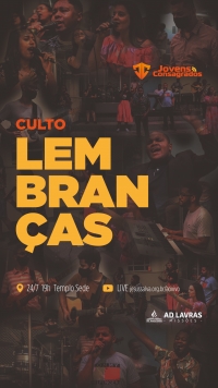 Culto Lembran&ccedil;as ser&aacute; realizado no s&aacute;bado, 24 de julho