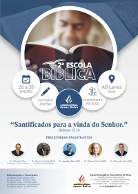 2&ordf; Escola B&iacute;blica ser&aacute; realizada nos dias 26, 27 e 28 de janeiro