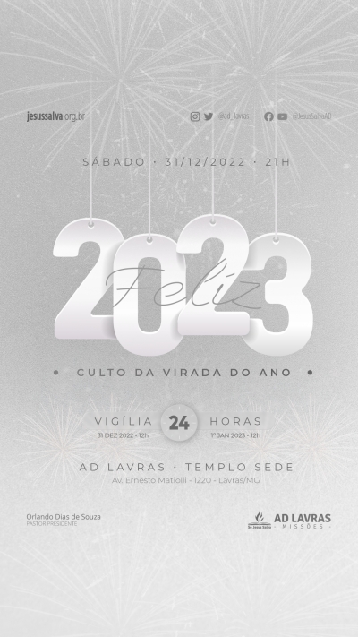 Virada do Ano terá vigília e culto no Templo Sede