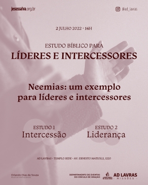 Estudo Bíblico para Líderes e Intercessores será realizado no dia 2 de julho