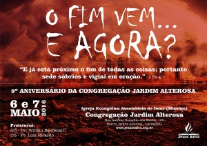 Congregação Jardim Alterosa comemorará 9 anos nos dias 6 e 7 de maio