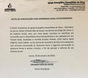 Assembleia Geral Extraordinária para aprovação da reforma do estatuto será nesta terça-feira (15/11)