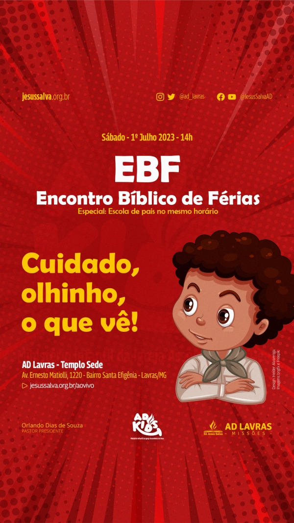 EBF 2023 - Encontro Bíblico de Férias será realizado no dia 1º de julho