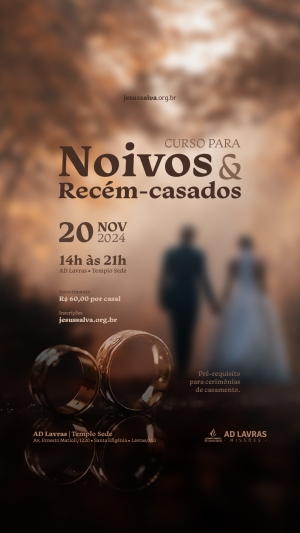 Curso para noivos e recém-casados, faça já a sua inscrição até o dia 5/11