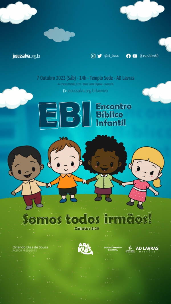 EBI 2023 - Encontro Bíblico Infantil será realizado no sábado (7/10)