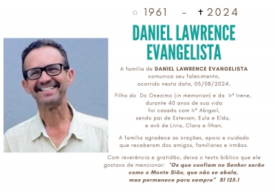 Nota de falecimento: irm&atilde;o Daniel Lawrence Evangelista